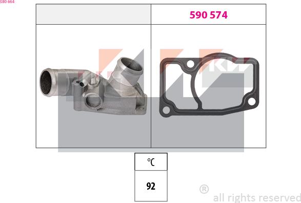 KW 580 664 - Термостат, охолоджуюча рідина autocars.com.ua