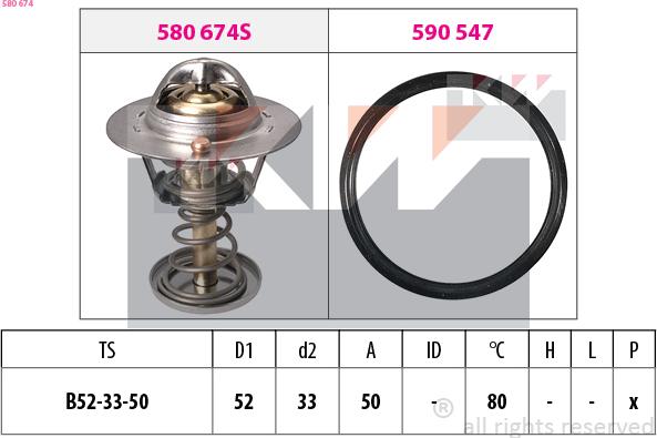 KW 580 674 - Термостат, охолоджуюча рідина autocars.com.ua