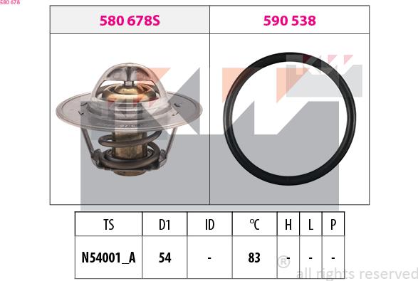 KW 580 678 - Термостат, охолоджуюча рідина autocars.com.ua