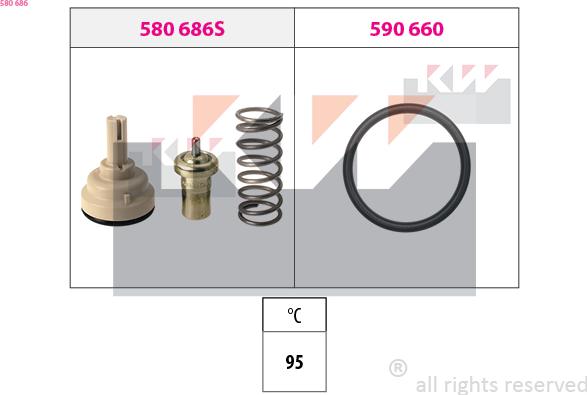 KW 580 686 - Термостат, охолоджуюча рідина autocars.com.ua