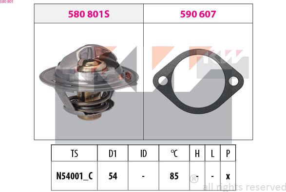 KW 580 801 - Термостат, охолоджуюча рідина autocars.com.ua