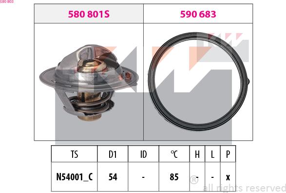 KW 580 803 - Термостат, охолоджуюча рідина autocars.com.ua