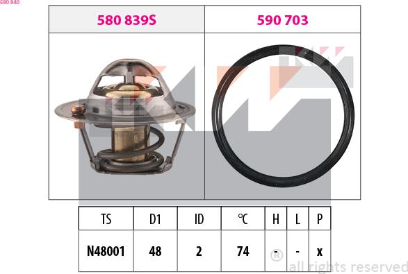 KW 580 840 - Термостат, охолоджуюча рідина autocars.com.ua