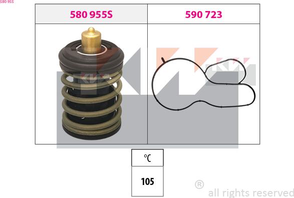 KW 580 955 - Термостат, охолоджуюча рідина autocars.com.ua