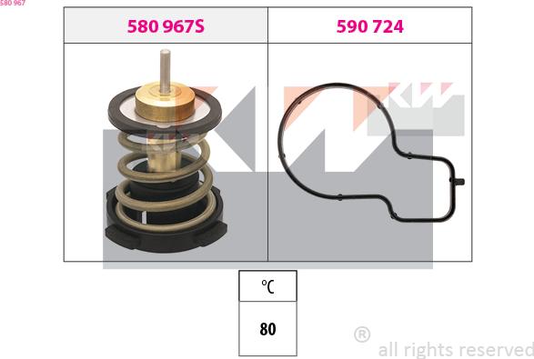 KW 580 967 - Термостат, охолоджуюча рідина autocars.com.ua