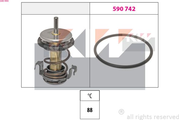 KW 580 990 - Термостат, охлаждающая жидкость avtokuzovplus.com.ua