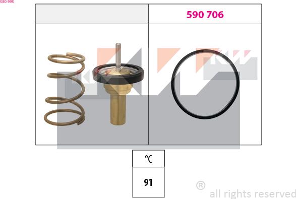 KW 580 995 - Термостат, охолоджуюча рідина autocars.com.ua