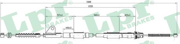 LPR C0852B - Трос, гальмівна система autocars.com.ua