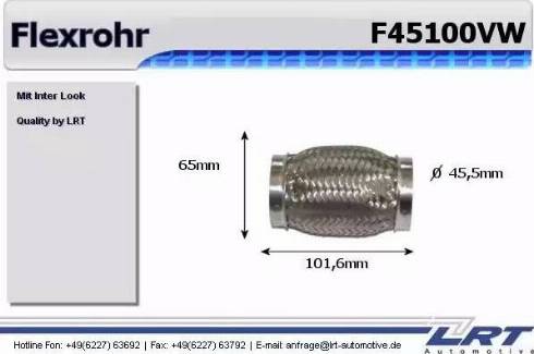 LRT F45100VW - Гофрована труба вихлопна система autocars.com.ua