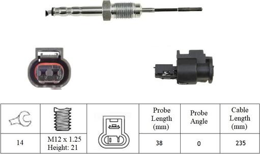 LUCAS LGS7305 - Датчик, температура вихлопних газів autocars.com.ua