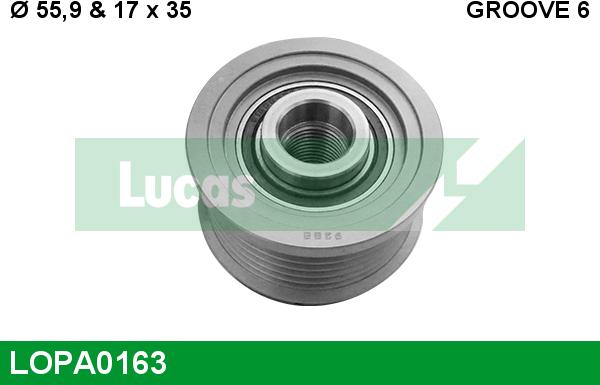 LUCAS LOPA0163 - Шкив генератора, муфта avtokuzovplus.com.ua