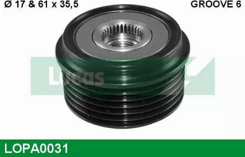 Lucas Engine Drive LOPA0031 - Шкив генератора, муфта autodnr.net