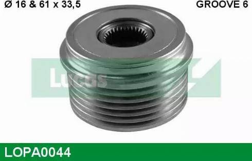 Lucas Engine Drive LOPA0044 - Ремінний шків, генератор autocars.com.ua