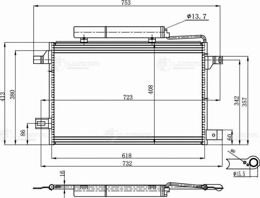 Luzar LRAC 1520 - Конденсатор кондиционера avtokuzovplus.com.ua