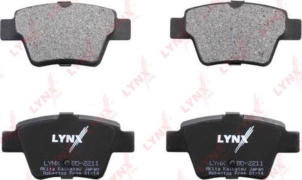 LYNXauto BD-2211 - Колодки тормозные задние BYD G6 2.0 11>  CITROEN C4LC - LA 1.4-2.0D 04>  PEUGEOT 307 1.4-2.0D 00> autodnr.net
