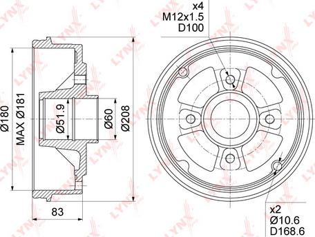 LYNXauto BM-1033 - Гальмівний барабан autocars.com.ua