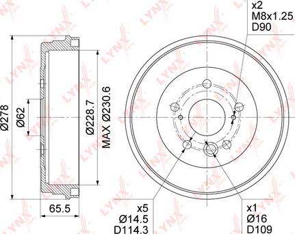 LYNXauto BM-1185 - Гальмівний барабан autocars.com.ua