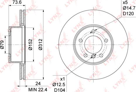 LYNXauto BN-1005 - Тормозной диск avtokuzovplus.com.ua