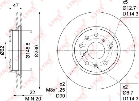 LYNXauto BN-1134 - Гальмівний диск autocars.com.ua