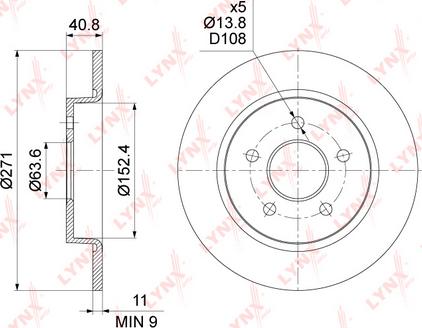 LYNXauto BN-1452 - Тормозной диск avtokuzovplus.com.ua