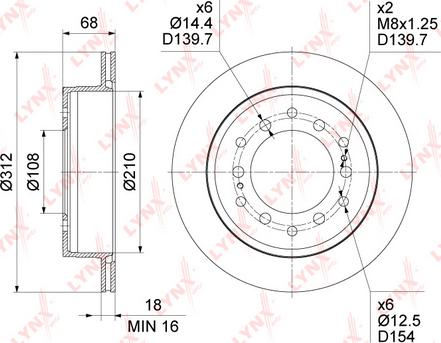 LYNXauto BN-1635 - Тормозной диск avtokuzovplus.com.ua