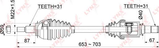 LYNXauto CD-1076 - Приводной вал avtokuzovplus.com.ua