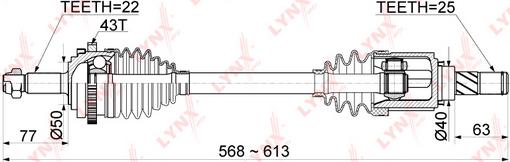 LYNXauto CD-1176A - Приводний вал autocars.com.ua