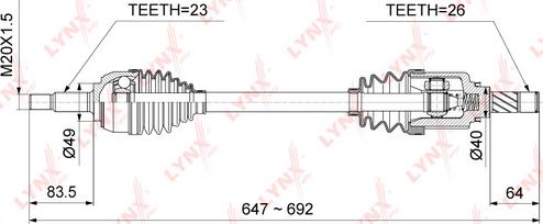 LYNXauto CD-6707 - Приводний вал autocars.com.ua
