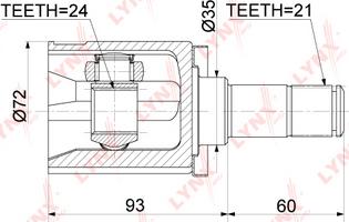 LYNXauto CI-3780 - Шарнірний комплект, ШРУС, приводний вал autocars.com.ua