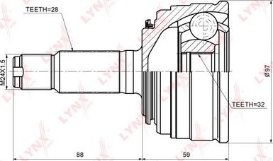 LYNXauto CO-3432 - Шарнирный комплект, ШРУС, приводной вал avtokuzovplus.com.ua