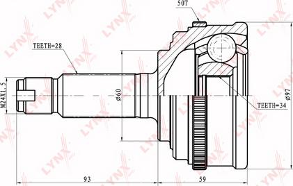 LYNXauto CO-3651A - Шарнирный комплект, ШРУС, приводной вал avtokuzovplus.com.ua