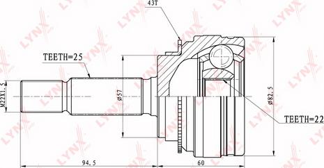 LYNXauto CO-3657A - Шарнірний комплект, ШРУС, приводний вал autocars.com.ua