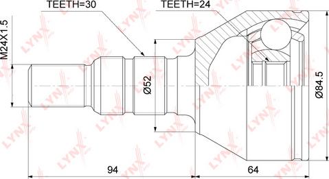 LYNXauto CO-3689 - Шарнірний комплект, ШРУС, приводний вал autocars.com.ua