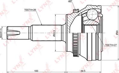 LYNXauto CO-3691A - Шарнирный комплект, ШРУС, приводной вал autodnr.net