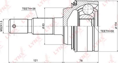 LYNXauto CO-3709 - Шарнірний комплект, ШРУС, приводний вал autocars.com.ua