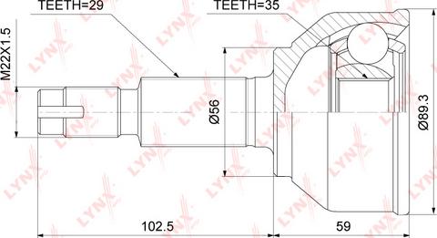 LYNXauto CO-3742 - Шарнірний комплект, ШРУС, приводний вал autocars.com.ua