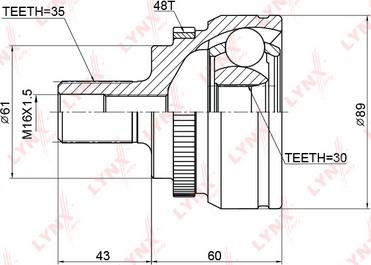 LYNXauto CO-3772A - Шарнирный комплект, ШРУС, приводной вал autodnr.net