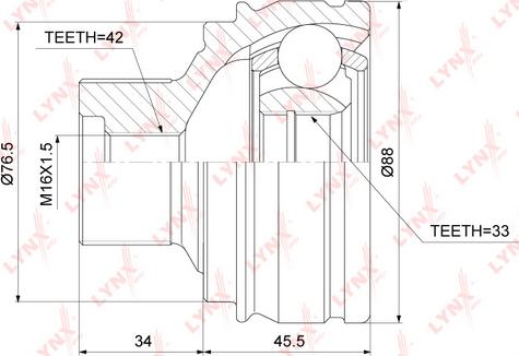 LYNXauto CO-3833 - Шарнірний комплект, ШРУС, приводний вал autocars.com.ua