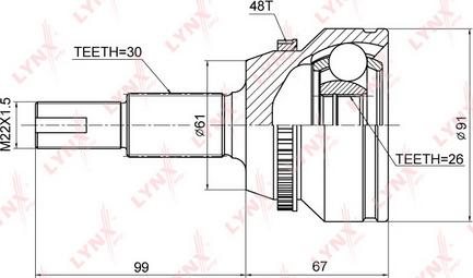 LYNXauto CO-3858A - Шарнирный комплект, ШРУС, приводной вал autodnr.net