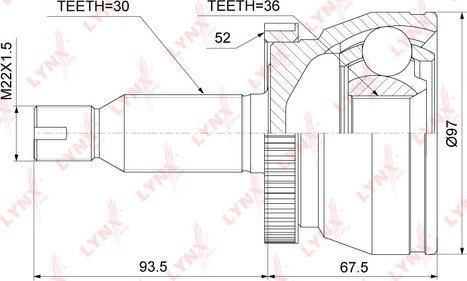 LYNXauto CO-3917A - Шарнірний комплект, ШРУС, приводний вал autocars.com.ua