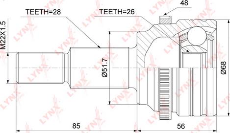 LYNXauto CO-3919A - Шарнірний комплект, ШРУС, приводний вал autocars.com.ua