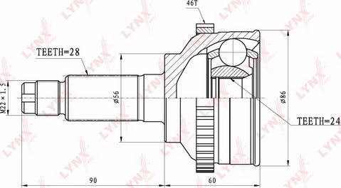LYNXauto CO-4417A - Шарнірний комплект, ШРУС, приводний вал autocars.com.ua