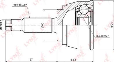 LYNXauto CO-5520 - Шарнирный комплект, ШРУС, приводной вал autodnr.net
