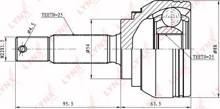 LYNXauto CO-5532 - Шарнірний комплект, ШРУС, приводний вал autocars.com.ua