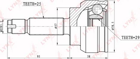 LYNXauto CO-5533 - Шарнірний комплект, ШРУС, приводний вал autocars.com.ua