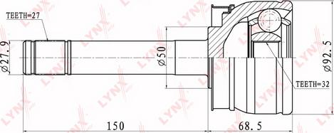 LYNXauto CO-5734 - Шарнирный комплект, ШРУС, приводной вал avtokuzovplus.com.ua