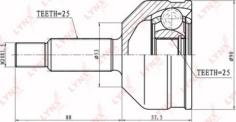 LYNXauto CO-8039 - Шарнирный комплект, ШРУС, приводной вал avtokuzovplus.com.ua