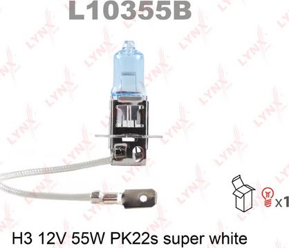 LYNXauto L10355B - Лампа галогенная H3 12V 55W PK22S SUPER WHITE autodnr.net