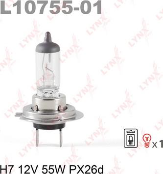 LYNXauto L10755-01 - Лампа розжарювання, фара дальнього світла autocars.com.ua