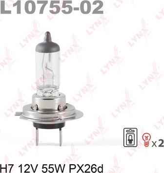 LYNXauto L10755-02 - Лампа розжарювання, фара дальнього світла autocars.com.ua